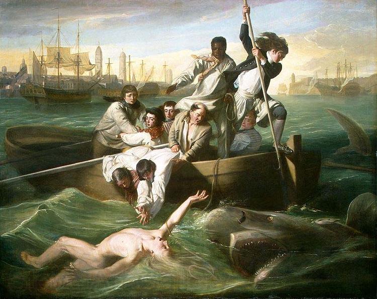 John Singleton Copley Watson and the Shark (1778) depicts the rescue of Brook Watson from a shark attack in Havana, Cuba. Norge oil painting art